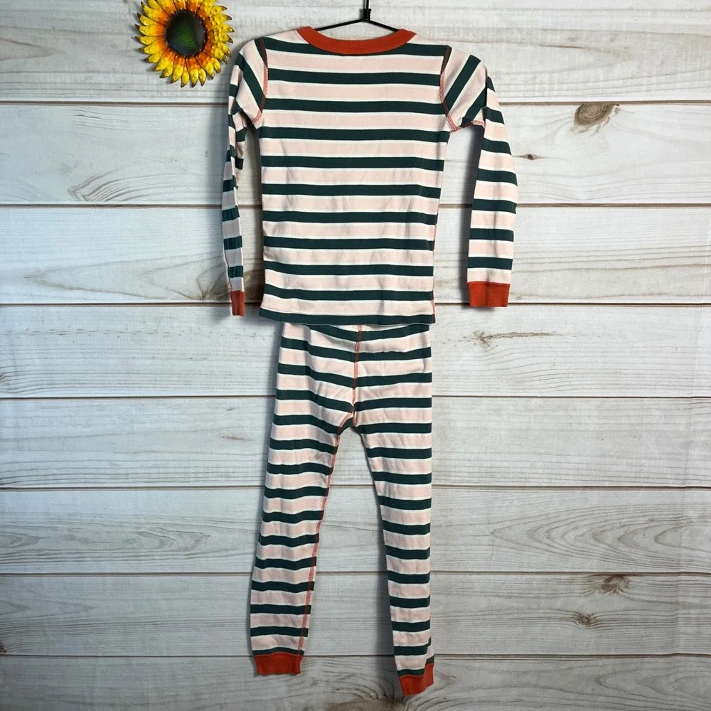 Hanna Andersson Kids 8 Striped Pajamas Pink Green Orange Organic‎ Cotton